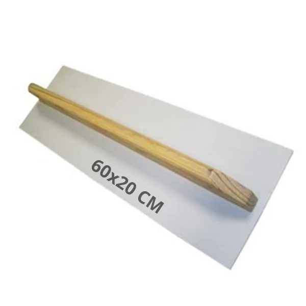 Desempenadeira longa de 60 x 20 cm com cabo de madeira